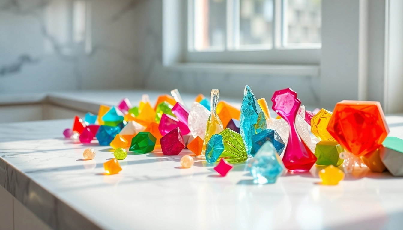 Tempting crystal candy showcasing vibrant colors and unique shapes, perfect for a sweet indulgence.