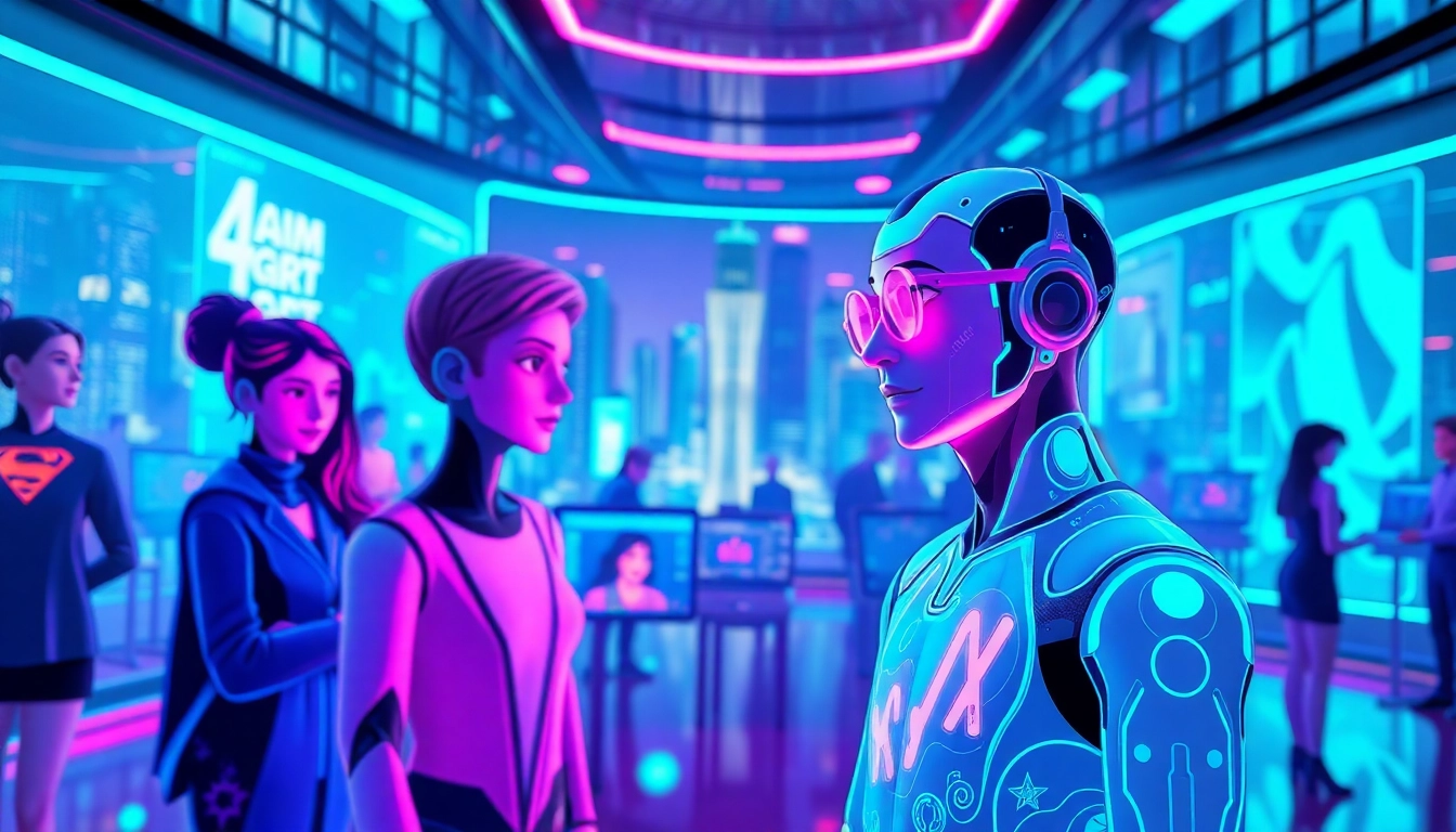 Engaging characters interactively showcase crushin ai technology in a vibrant chat room.