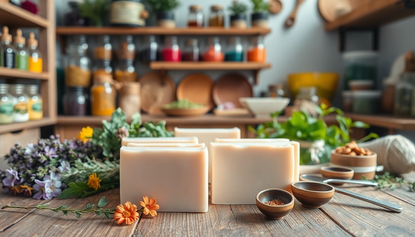 Crafting beautiful soaps at www.sudswild.com in a bright artisanal workshop setting.