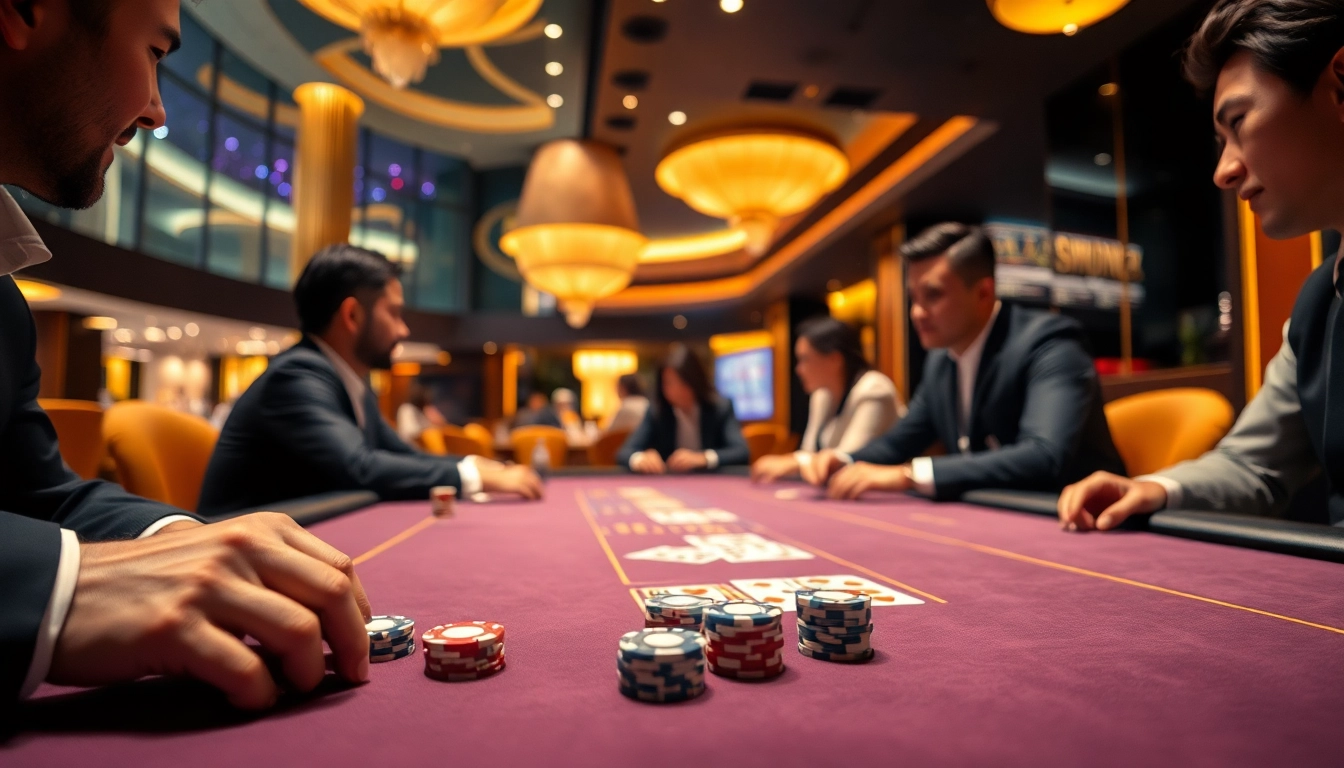 Experience the energy of a live casino in Singapore with players at a high-stakes gaming table.