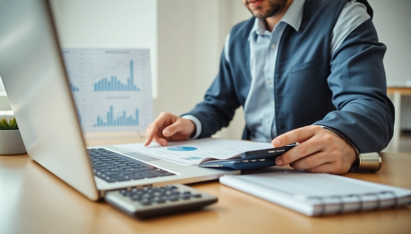 Accountant conducting an impairment test analysis in a professional setting