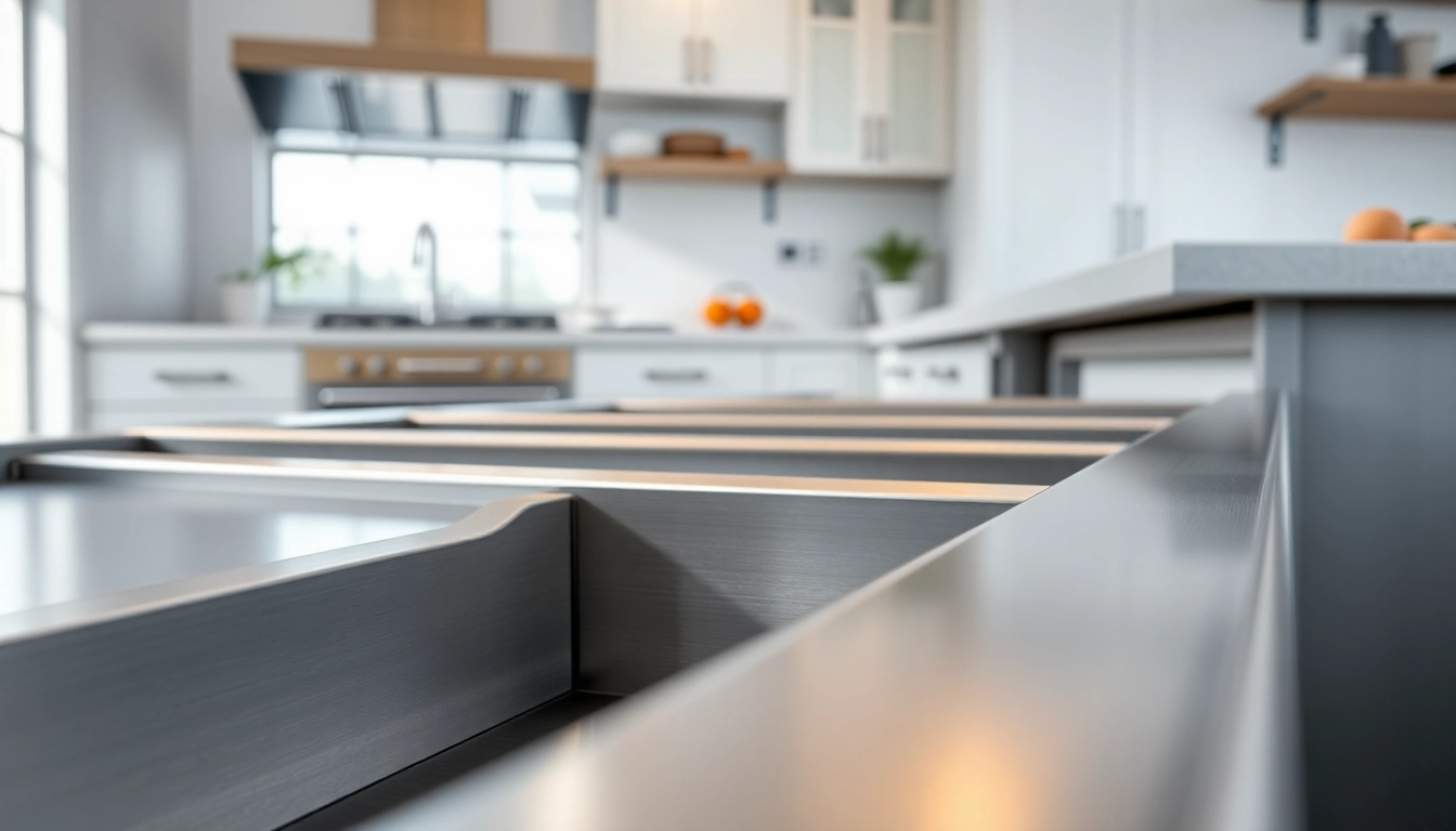 Showcase of a Metal Drawer System featuring sleek designs in a modern kitchen.