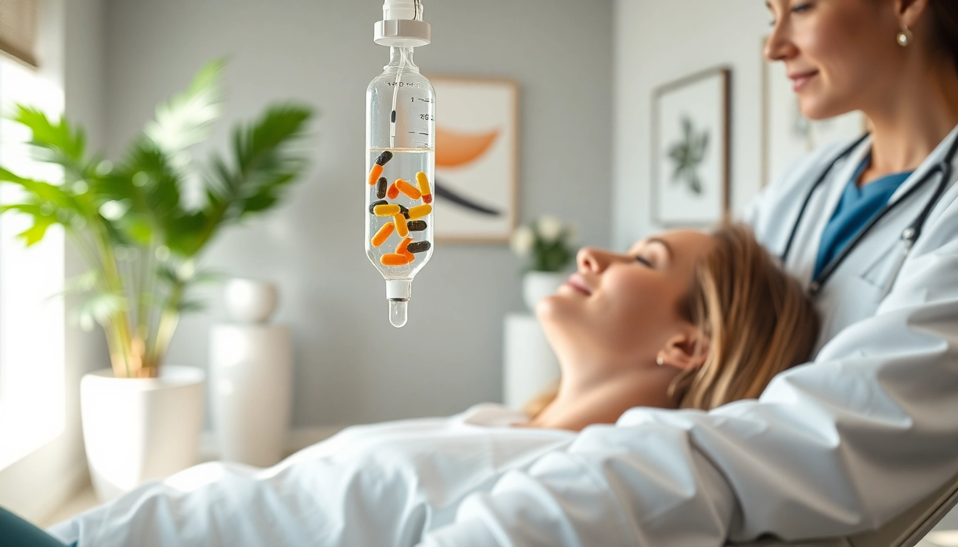 Administering IV Therapy in a modern wellness clinic, highlighting the relaxing experience for clients.