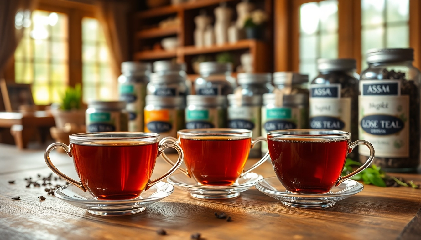 Enjoy selected single origin tea varieties displayed beautifully on a rustic table.