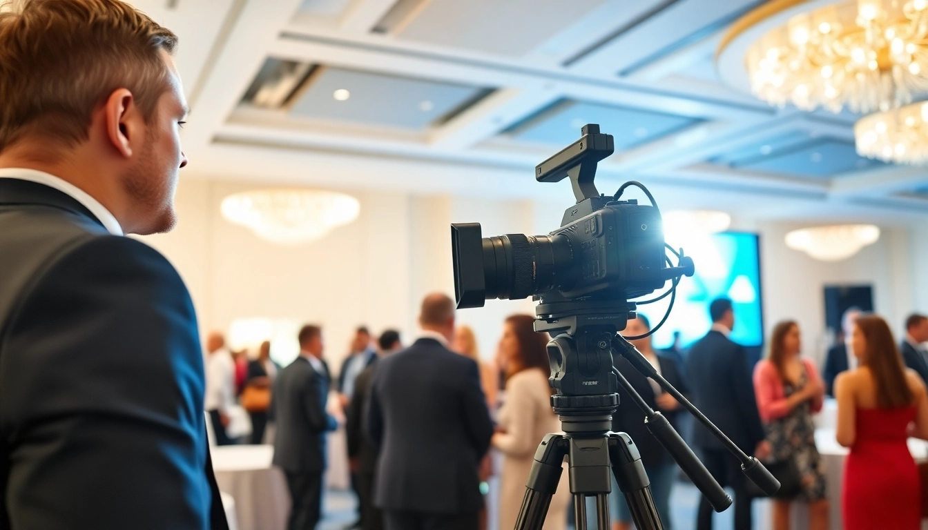 Capture the essence of Miami Corporate Event Videography Photography with a professional videographer at a vibrant conference.