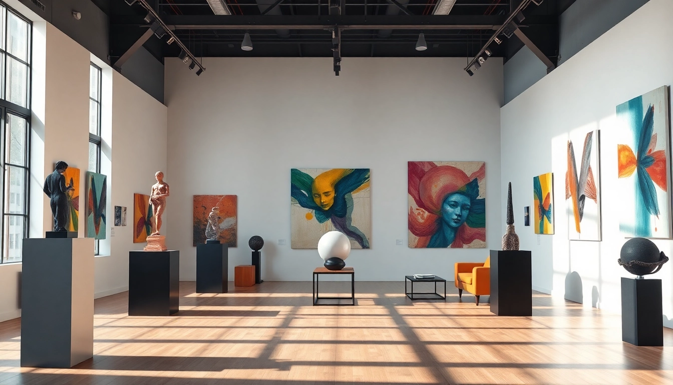 Visitors admiring contemporary art at the in lieu gallery in Los Angeles.