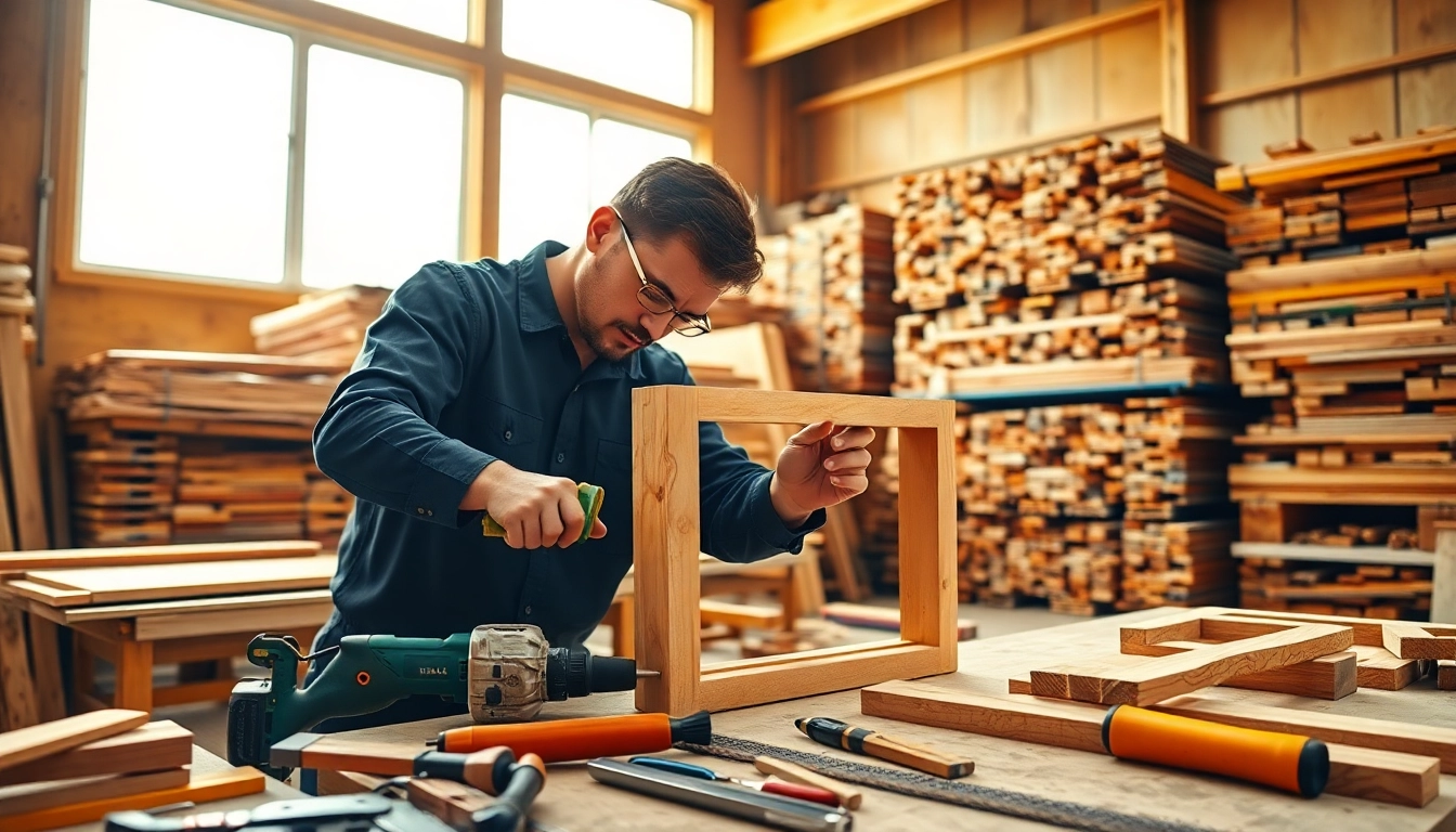 Find carpentry apprenticeship near me with a carpenter working in a well-lit workshop.