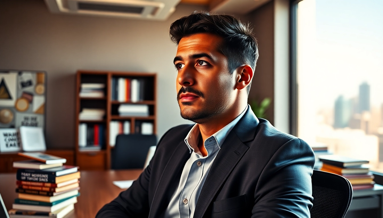 Pedro Adao engaged in thoughtful contemplation at his modern office desk.
