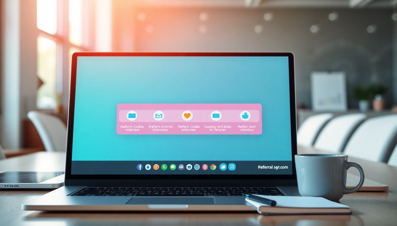 Explore referral codes online with a detailed user interface in a modern workspace.