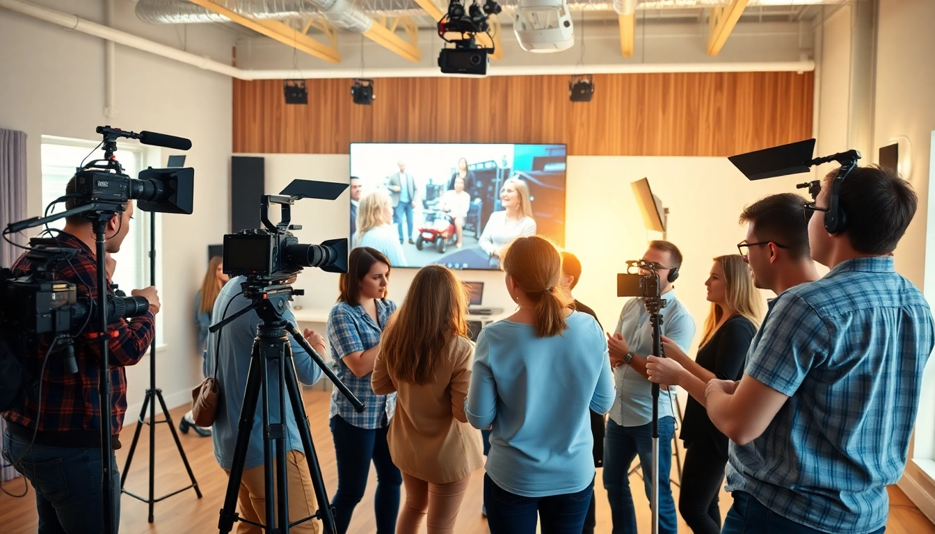 Collaborative effort among edmonton production companies in a modern studio environment.