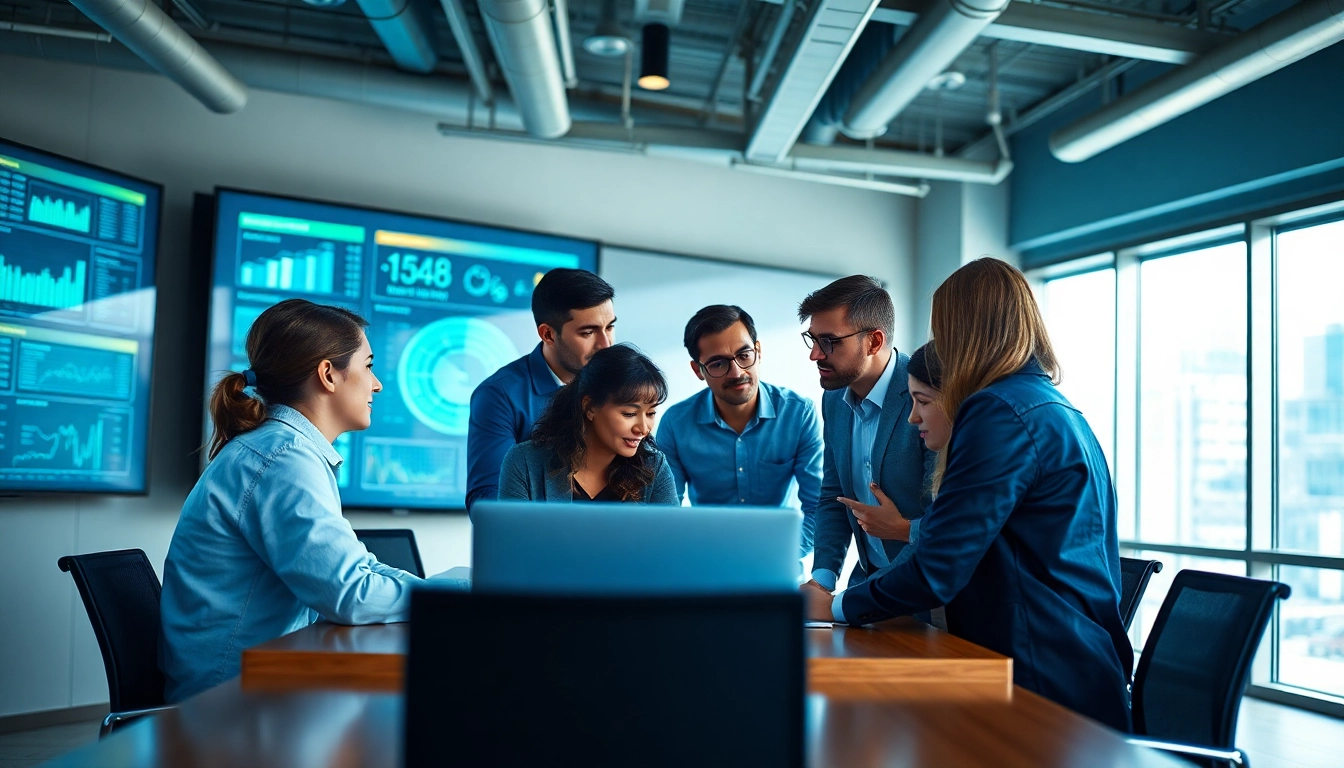 Site reliability engineering experts collaborating in a modern office environment.