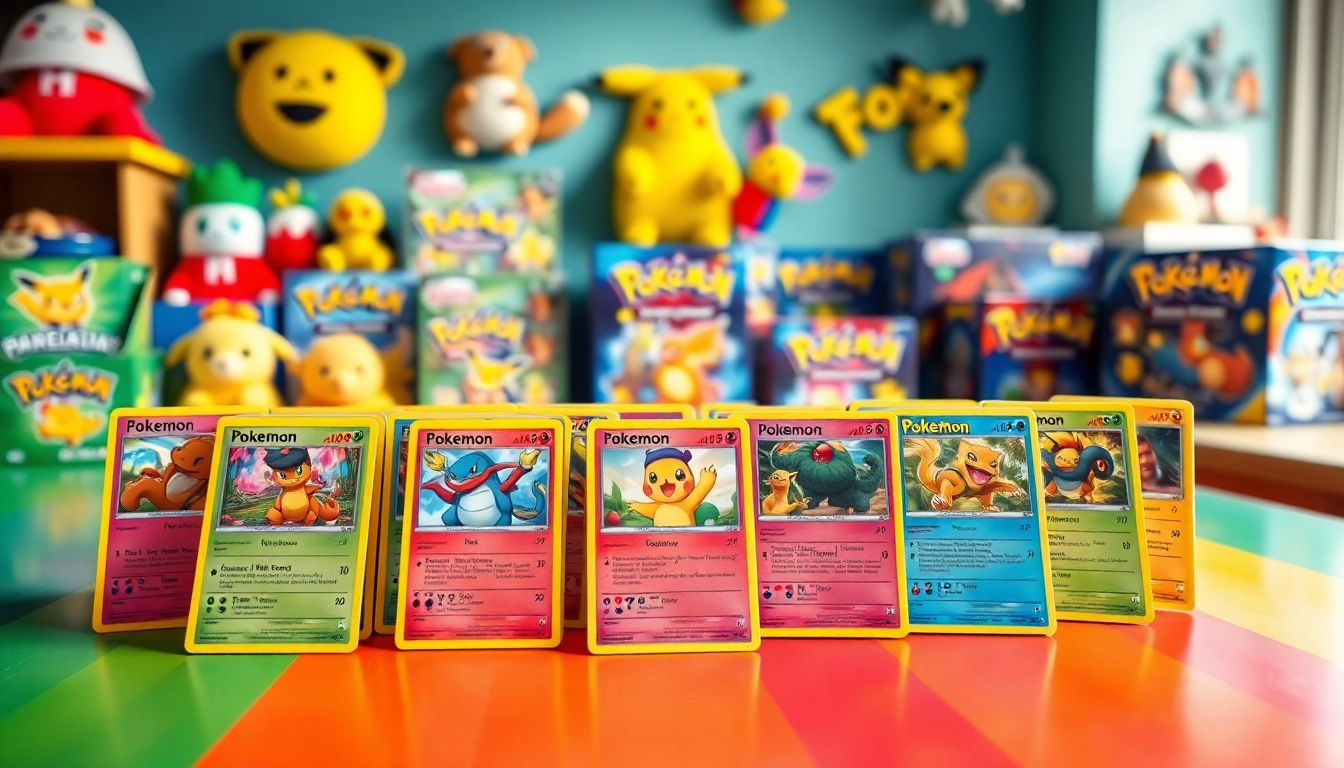 Showcase of Real pokemon cards in India on a colorful table with vibrant decor and bright lighting.