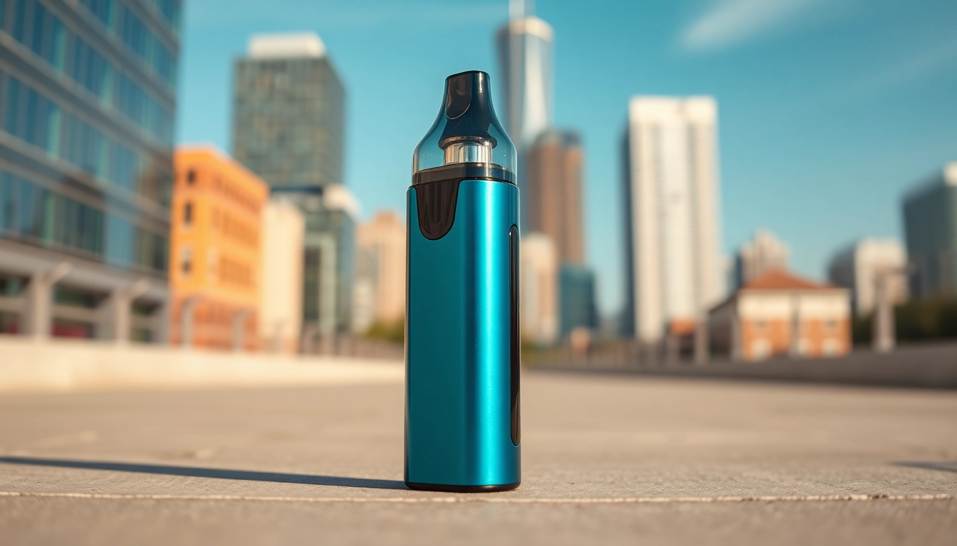 The Foger Switch Pro Pod displayed in a vibrant urban setting highlighting its sleek design features.