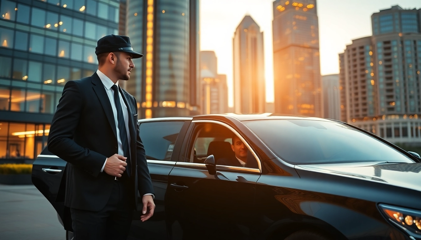 Engaging image of a vip chauffeur service with a professional chauffeur assisting a passenger.