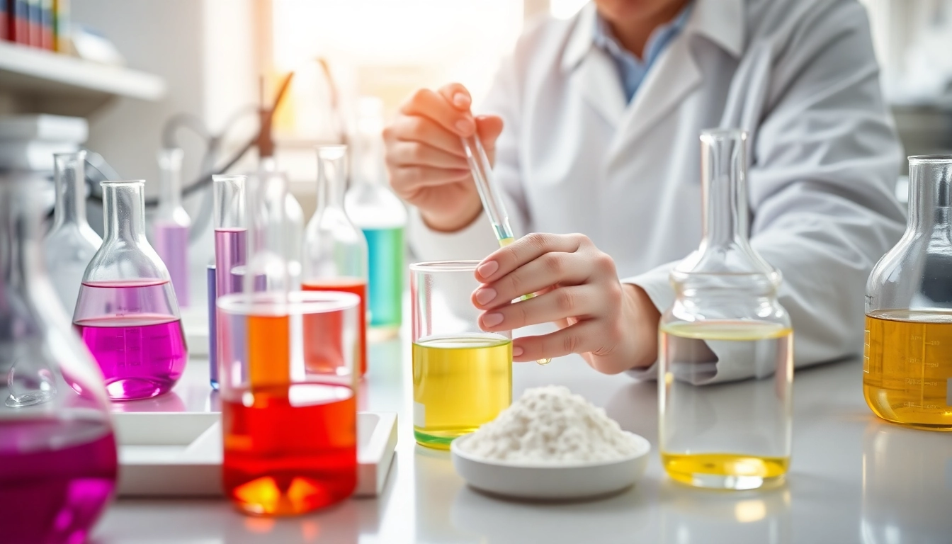 Scientist working with Hydroxyethyl MethylCellulose in a laboratory environment, showcasing detailed textures.